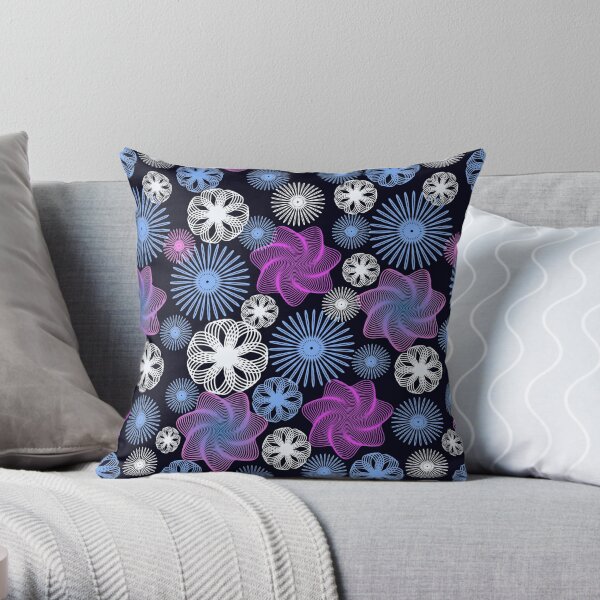 Dancing Spirographs Throw Pillow