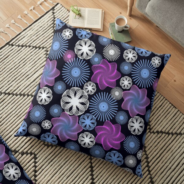 Dancing Spirographs Floor Pillow
