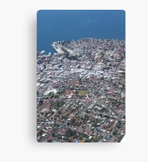 aerial view of Hobart city/port area Canvas Print