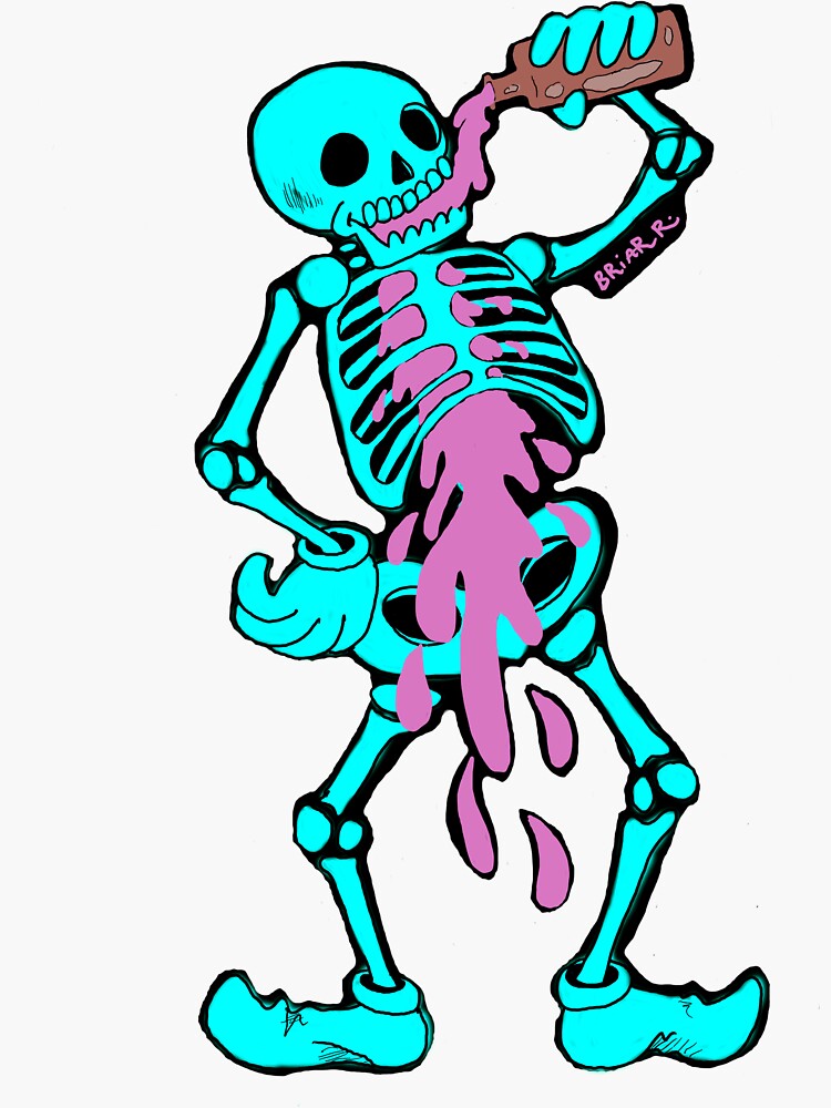 Friendly Skeleton Reminds You to Drink Water Sticker for Sale by