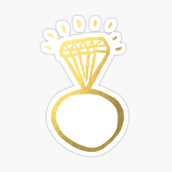 Diamond Engagement Ring With Gold Band Sticker for Sale by Gemma Hester