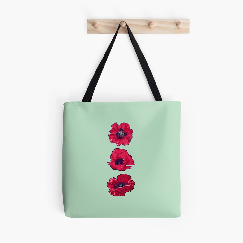 August Birth Flower Canvas Tote Bag; Poppies Tote Bag – Keenie Designs