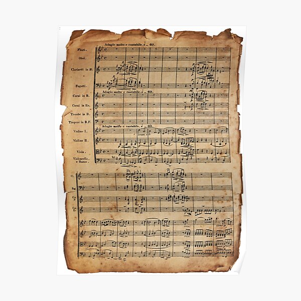 Beethoven's 9th on Antique Paper Poster