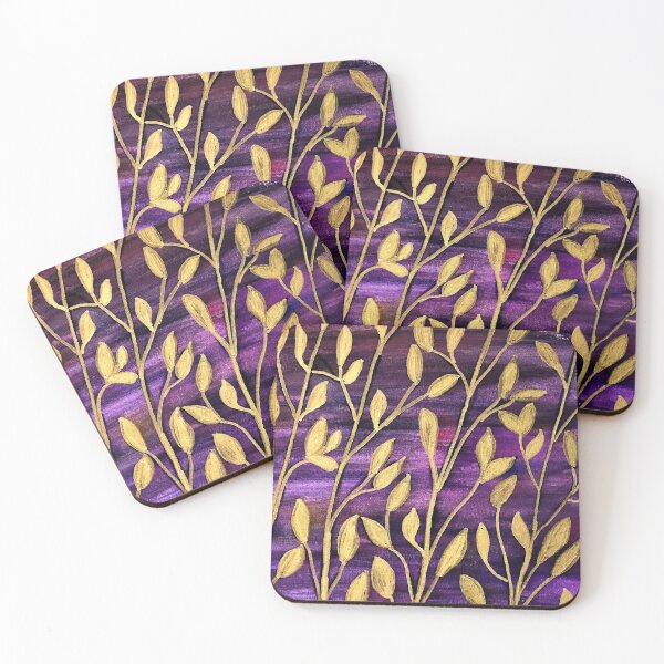 Item preview, Gold Leaves in Purple Haze designed and sold by SavitaGilbert.