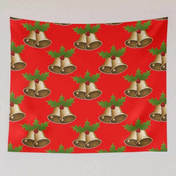Item preview, Merry Christmas Repeating Pattern Mistletoe Bells  designed and sold by ThingsByJoy.