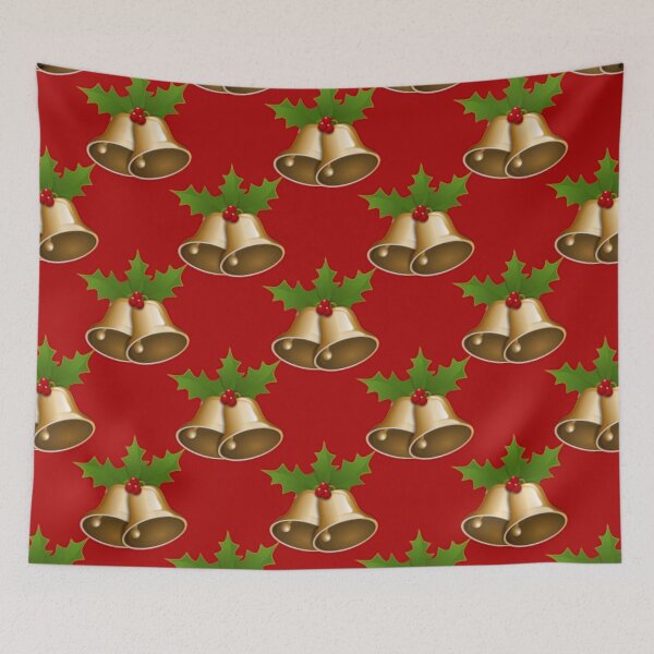 Item preview, Merry Christmas Repeating Pattern Mistletoe Bells  designed and sold by ThingsByJoy.