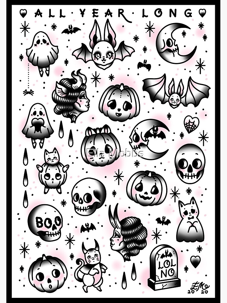 Cute Ghost Tattoo Sheet Mini Tattoo Trial Black Tattoo  Etsy Israel