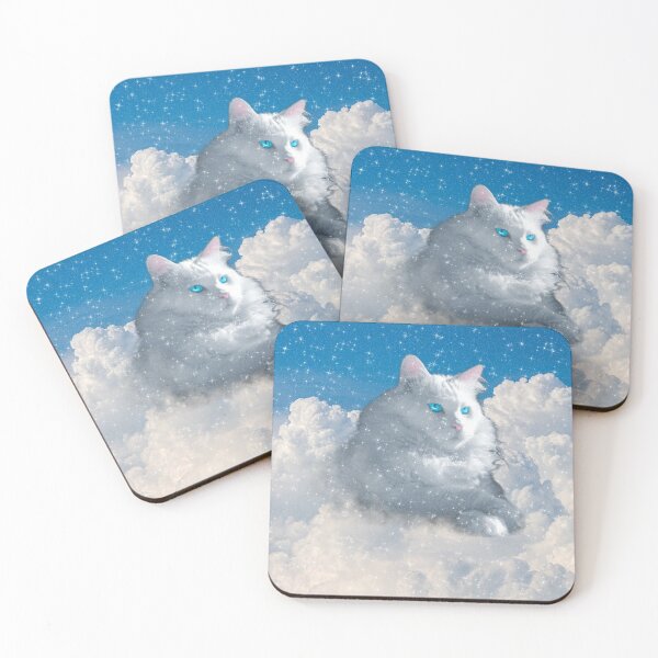 Item preview, White Cat Blue eyes in the clouds designed and sold by Jolly-Yosei.