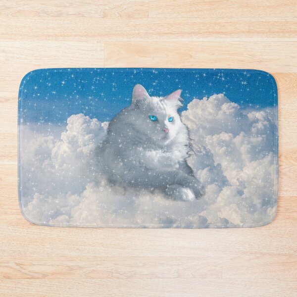 Item preview, White Cat Blue eyes in the clouds designed and sold by Jolly-Yosei.