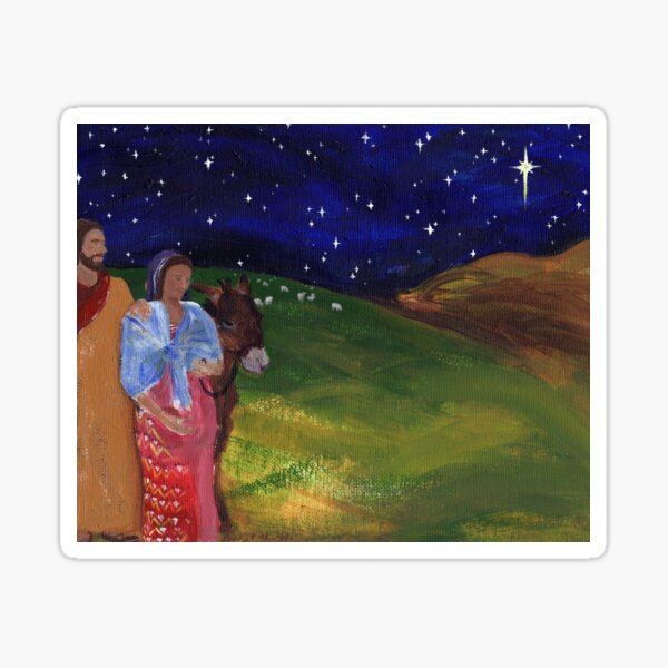 Holy Family Traveling by Starlight Sticker