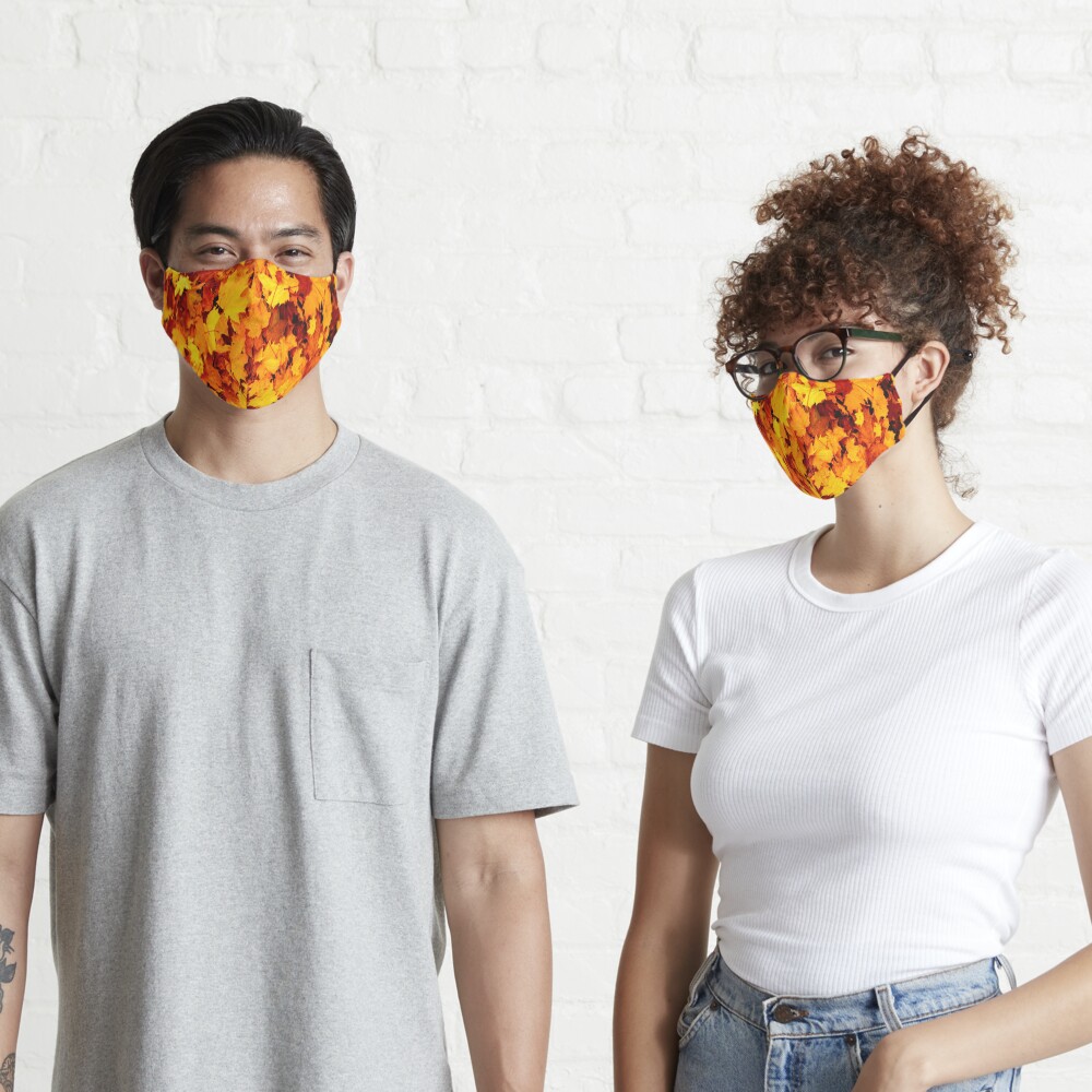 Golden Autumn Maple Leaves Mask