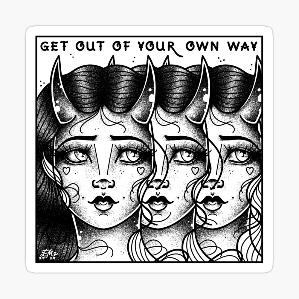 タトゥーフラッシュ・DEVIL woman デザイン TATTOO 刺青下絵資料 Devil Girl Cute Mantra Flash Tattoo