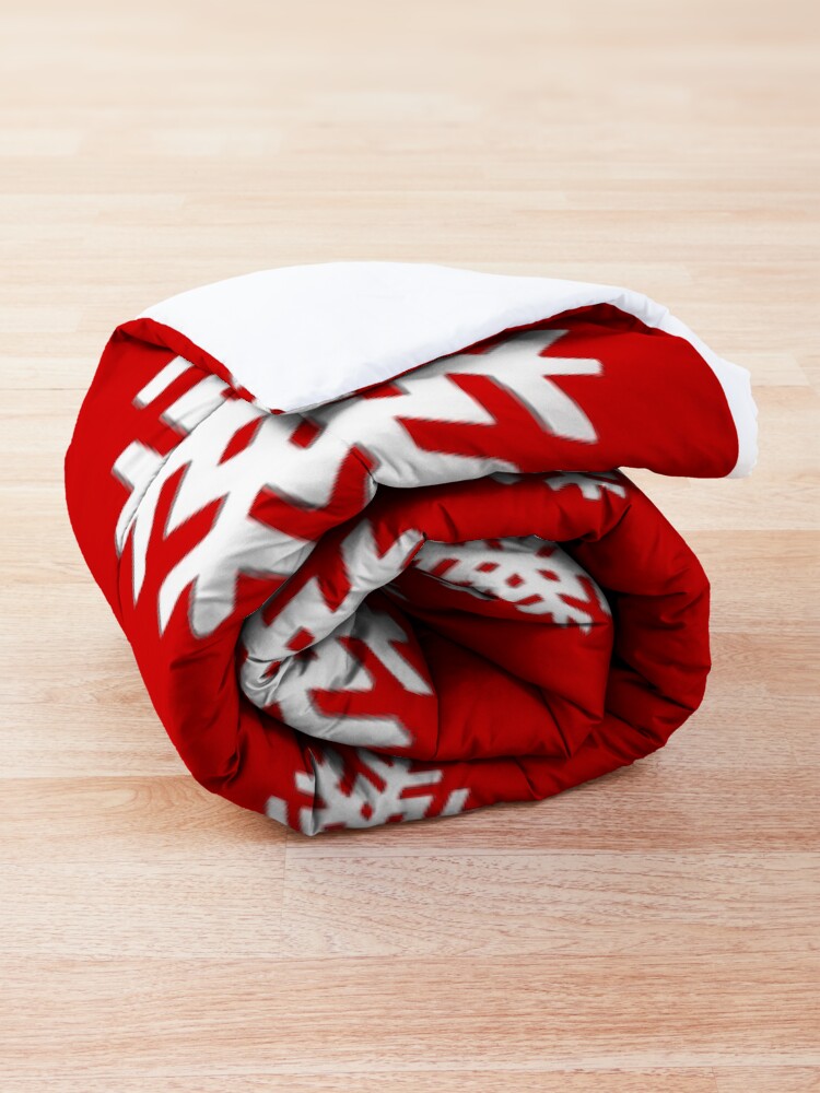 Alternate view of Snowflakes on Red Background! Comforter