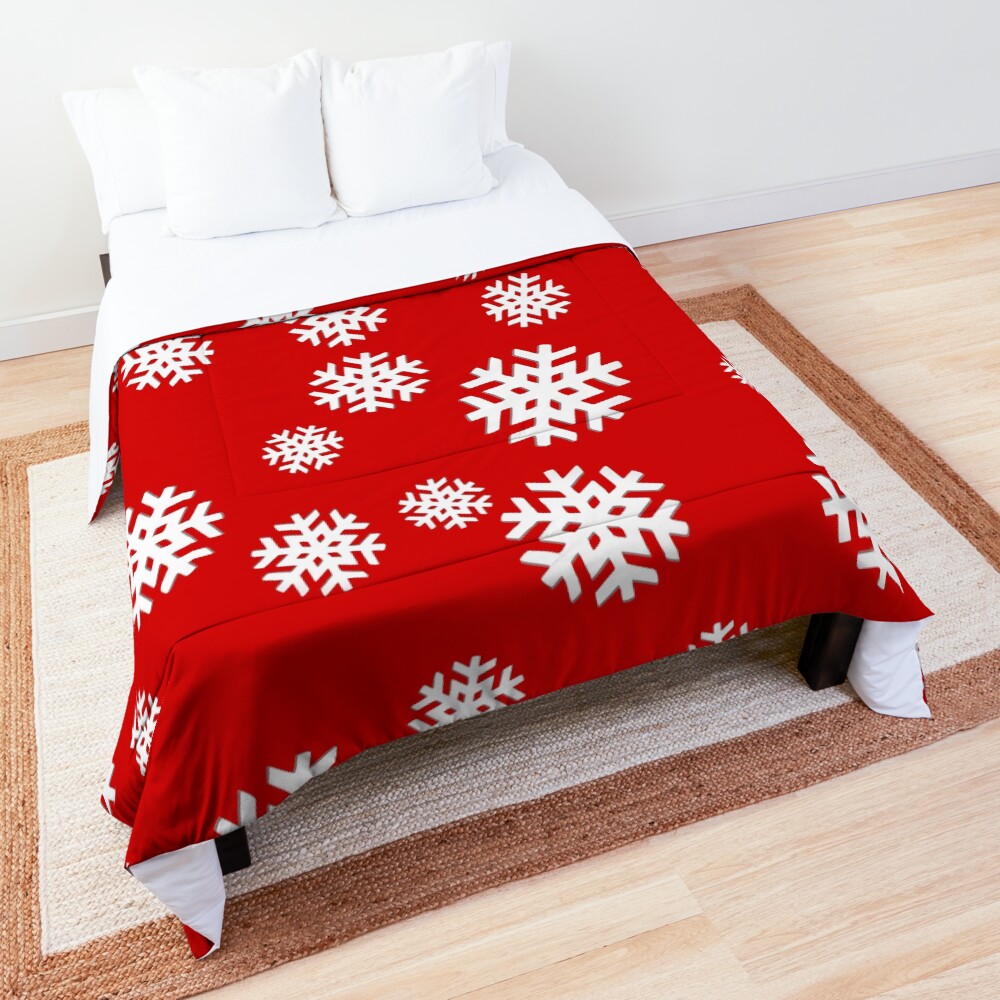 Snowflakes on Red Background! Comforter