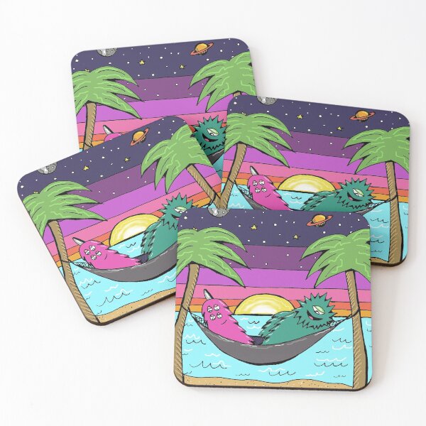 Item preview, Sunset Hammock Beach Buddy Monsters designed and sold by Intergalactic Unicorn: Art by Anna Schmidt.