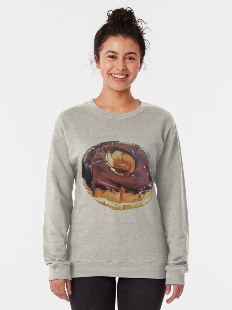 Alternate view of Chocolate Dip Donut painting (no background) Pullover Sweatshirt