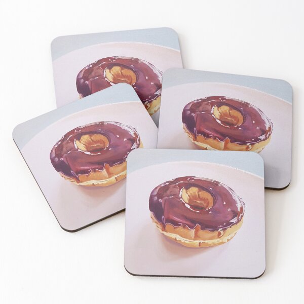 Item preview, Chocolate Dip Donut on a Pink Plate painting  designed and sold by Emily Bickell.
