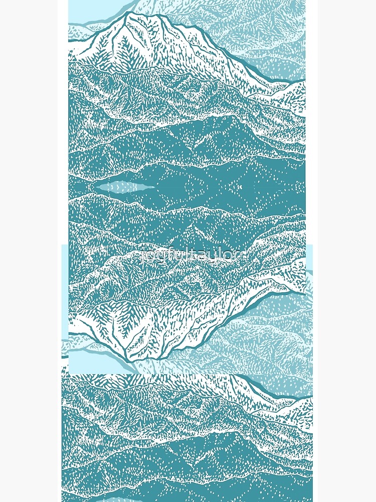 Distant Snow- 遠雪 : linocut by joyfultaylor