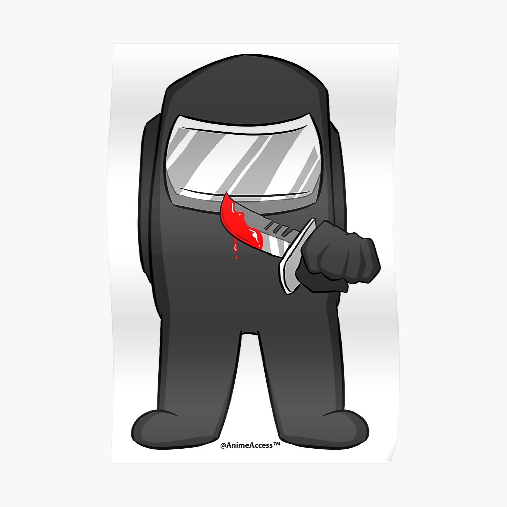 Among Us Black Impostor Knife Sticker By Tyty Redbubble