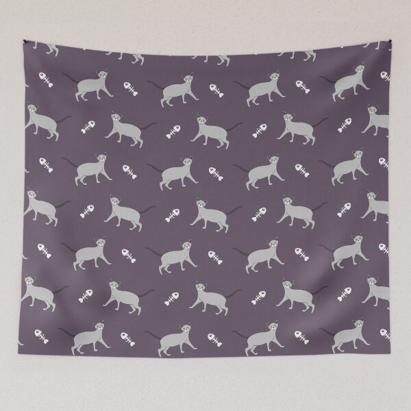 Item preview, Russian Blue Cat and Fish Bone designed and sold by lulululupaint.
