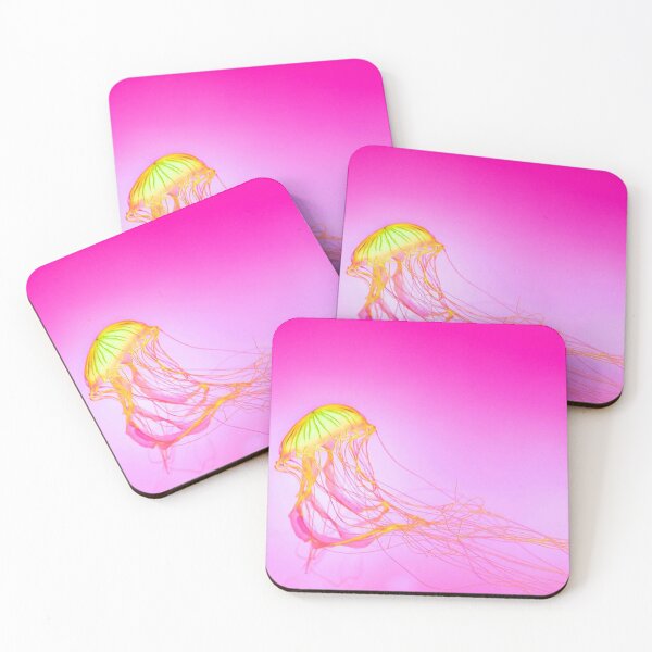 Item preview, Orange Yellow Glowing Jellyfish on Pink Ombre Gradient designed and sold by StayCuztom.