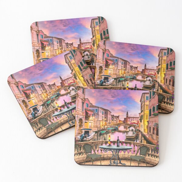 Item preview, Jigsaw Puzzle Romantic Venice Sunset Lamplight Alfresco Dining Colorful Flowers1000 piece designed and sold by StickerArtwork.