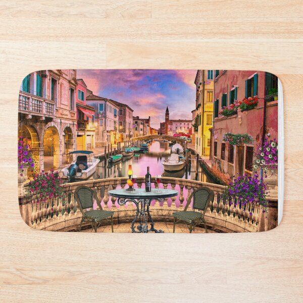 Item preview, Jigsaw Puzzle Romantic Venice Sunset Lamplight Alfresco Dining Colorful Flowers1000 piece designed and sold by StickerArtwork.