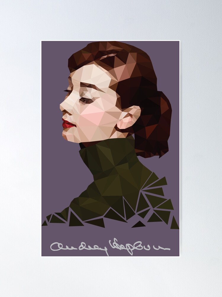 Alternate view of Audrey Hepburn Low Polygon Art Poster