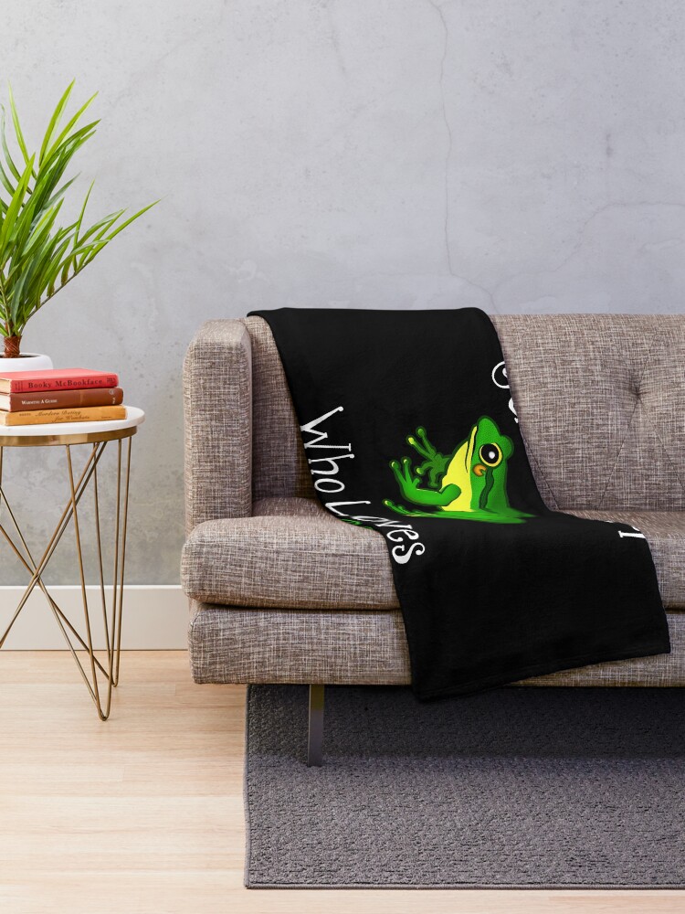 Alternate view of Just A Girl Who Loves Frogs Throw Blanket
