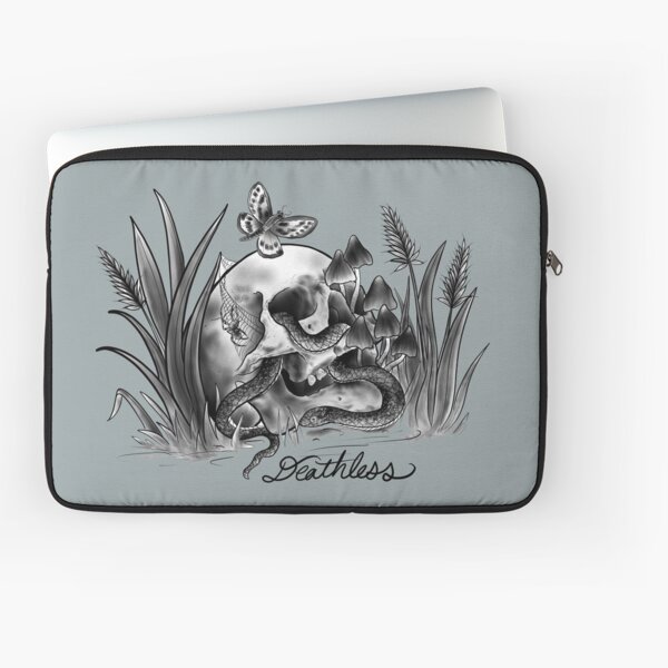 Deathless Memento Mori Rotting Skull Snake and Spider Laptop Sleeve
