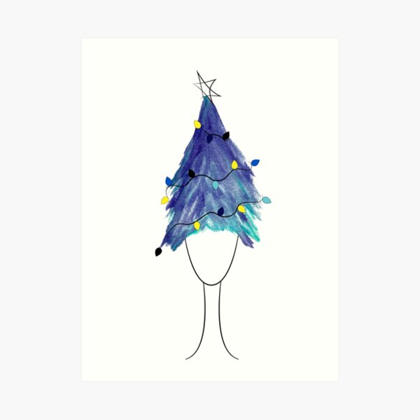 Watercolor lit Hanukkah Bush- Vintage Chic Hat Art Print