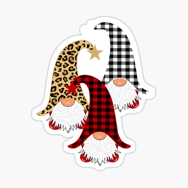 Gnomes Buffalo Plaid Leopard Christmas Tree Santa Xmas Gifts Sticker
