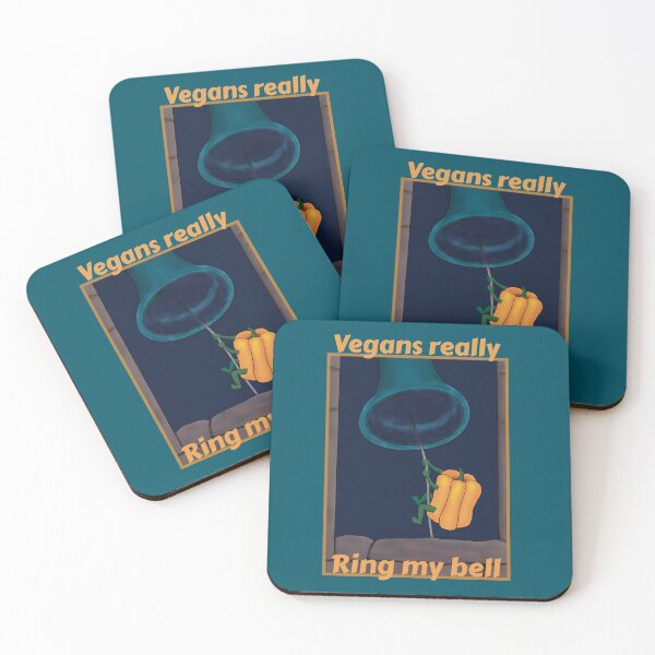 Item preview, Vegans really ring my bell - funny cartoon with teal background designed and sold by Crystal Raymond.