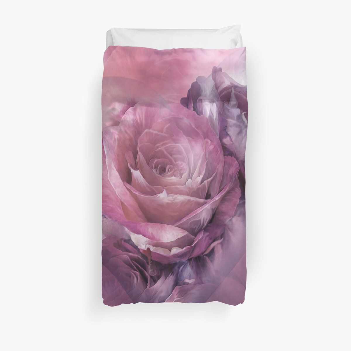 "Heart Of A Rose Mauve Lavender" Duvet Cover by carolcavalaris