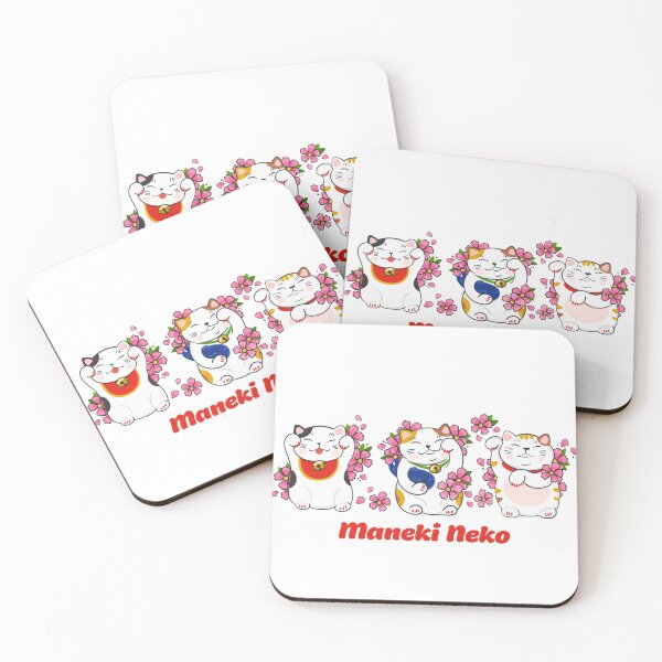 Item preview, Japanese Lucky Cat Kitty Good Fortune Maneki Neko Cherry Blossoms  designed and sold by Karianne Potter.