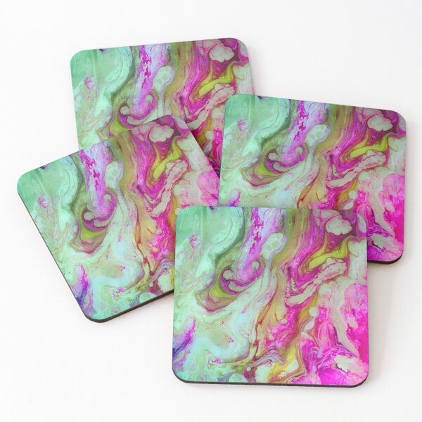 Item preview, Green and Pink Inky Abstract Modern Swirls designed and sold by TheBearandBunny.