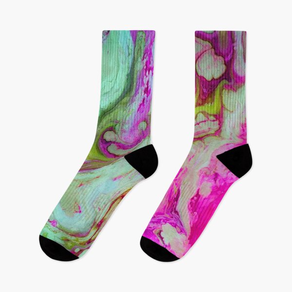 Item preview, Green and Pink Inky Abstract Modern Swirls designed and sold by TheBearandBunny.