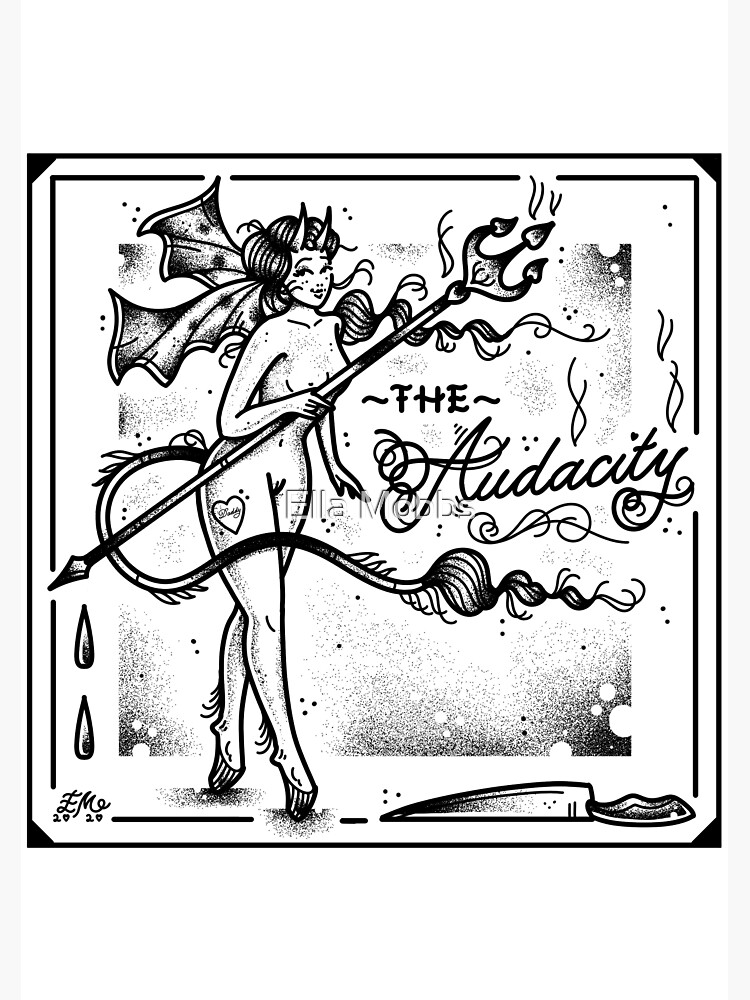 The Audacity Devil Girl Mantra Flash Tattoo