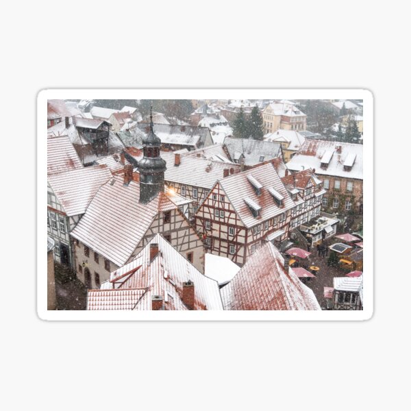 Snowy Old Framework Town in Germany Sticker