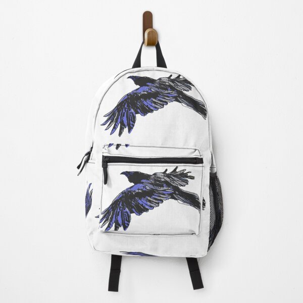 Item preview, Black Crow Flying with blue accents raven designed and sold by janicerafael.