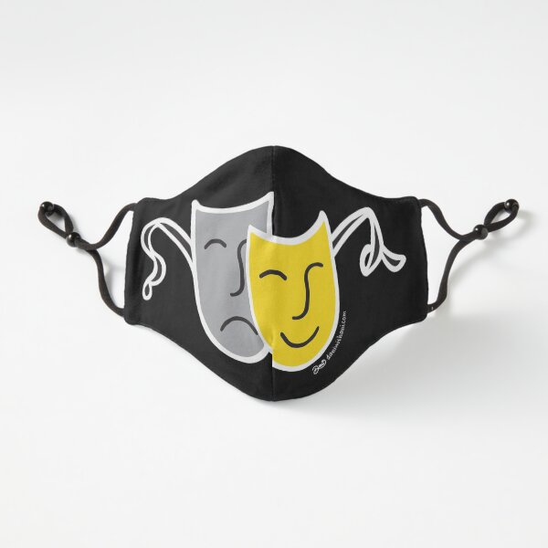 Theatre Drama Masks - Comedy and Tragedy - White Fitted 3-Layer