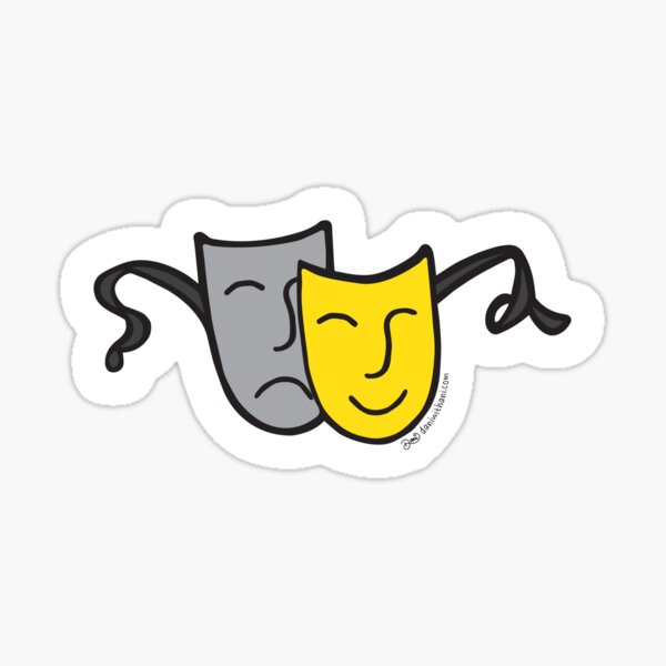 Theatre Drama Masks - Comedy and Tragedy - White Sticker