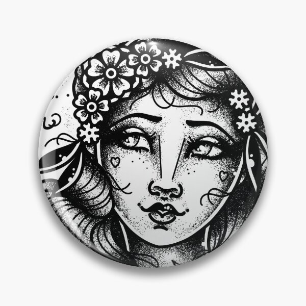 Item preview, Clear Needs Lady Face with Flowers Mantra Flash Tattoo designed and sold by Ella Mobbs.