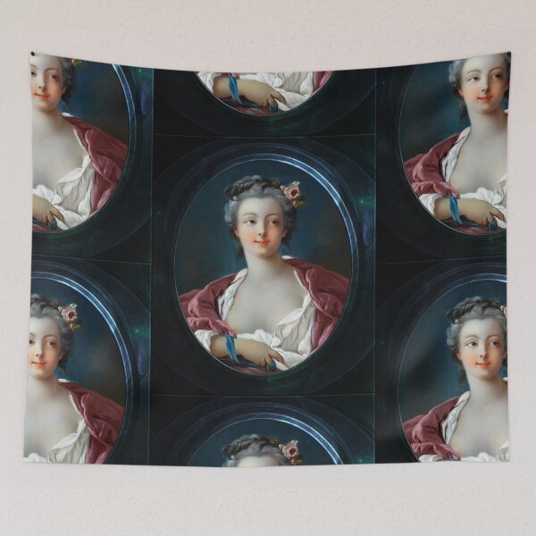 Item preview, Young Woman with Flowers in Her Hair by François Boucher Old Masters Classical Art Portrait Reproduction designed and sold by Xzendor7 Digital Art Creations.