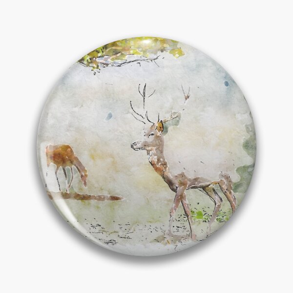 Item preview, A deer and a roe deer in a clearing in the forest watercolor designed and sold by adamtepl.