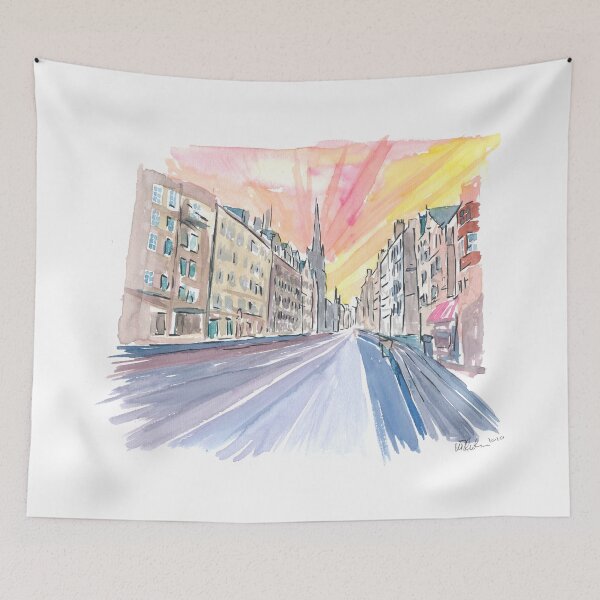 Item preview, Edinburgh Scotland Street Scene with Church designed and sold by artshop77.