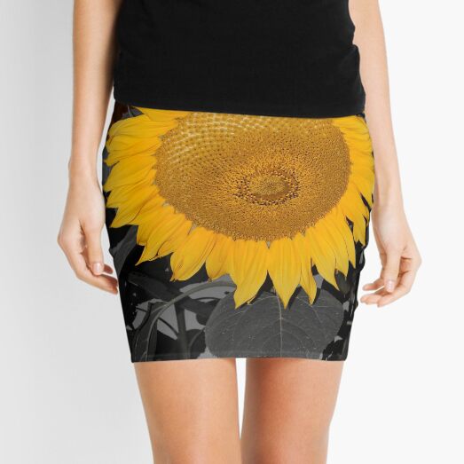 A Lone Sunflower Stands Out In A World Of Black And White Mini Skirt