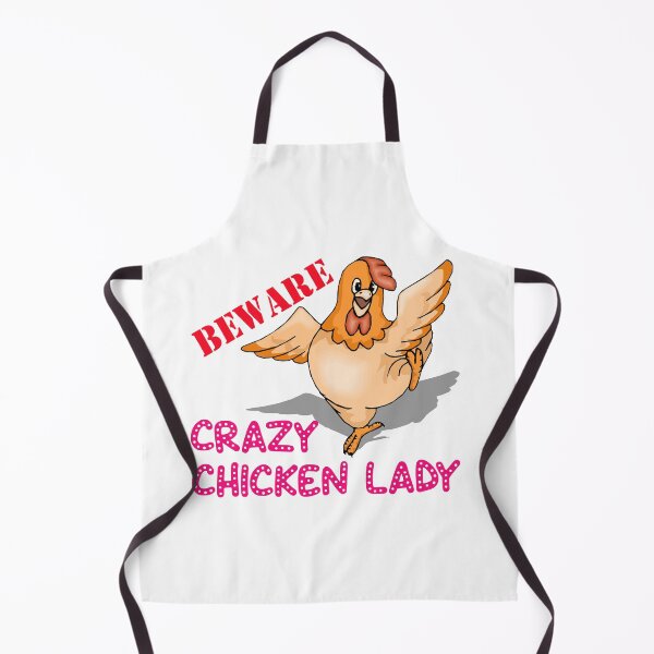 Beware Crazy Chicken Man Chefs Apron Funny Animal Pet 