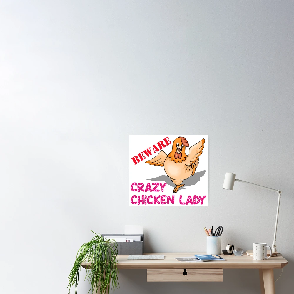 Beware Crazy Chicken Lady Rectangular Wooden Chopping Board - Funny Animal