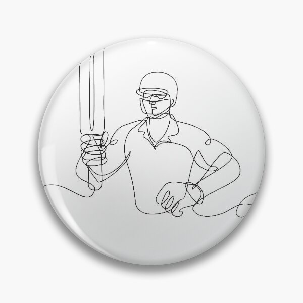 Item preview, Cricket Batsman Holding Up Bat Front View Continuous Line Drawing designed and sold by patrimonio.